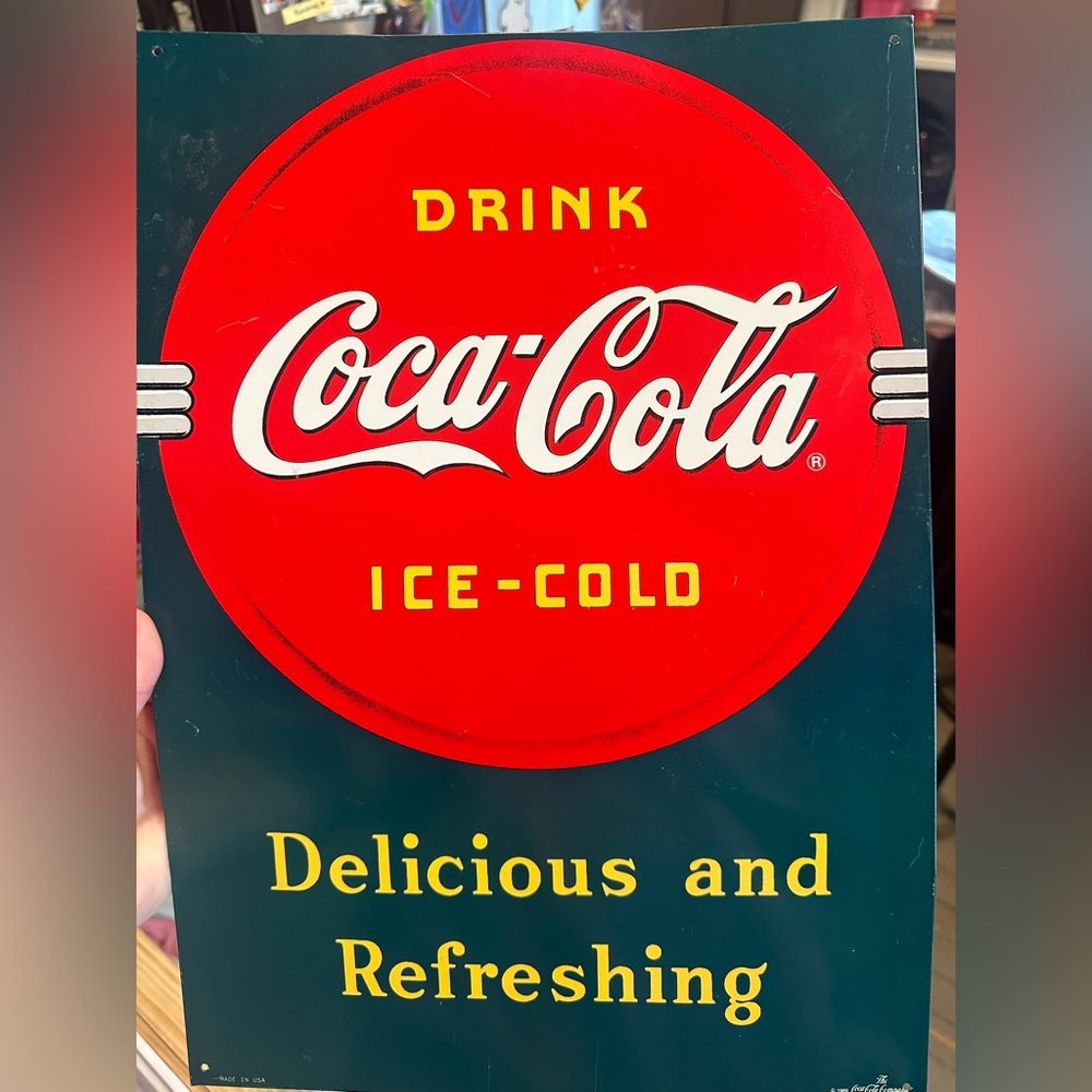Coca-Cola Ice-Cold Sign in Red and Yellow